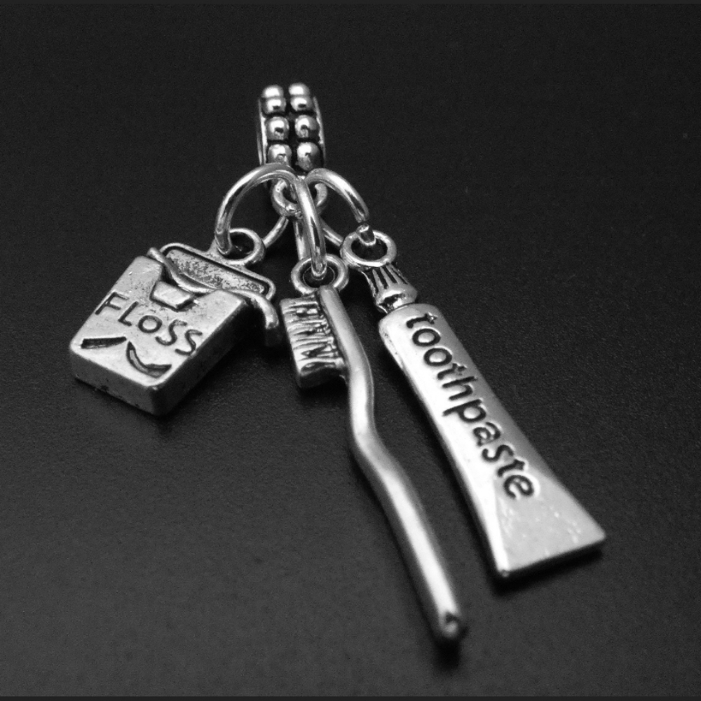 Dental floss hygenist tooth brush charms bracelet charms beads fits pandora brac